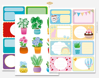 Etiquetas decorativas y Stickers de plantitas para Scrapbook