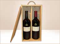 Estuche de madera con dos vinos de Bodega Salentein.