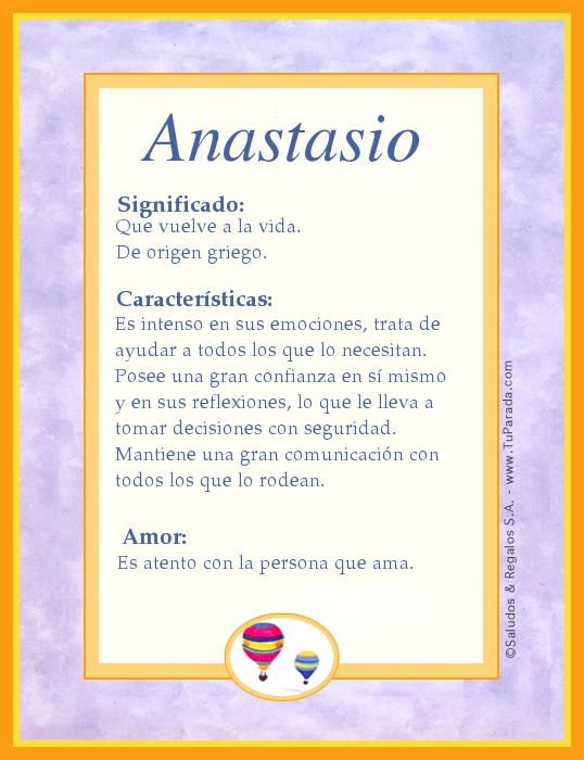 Anastasio A, tarjetas