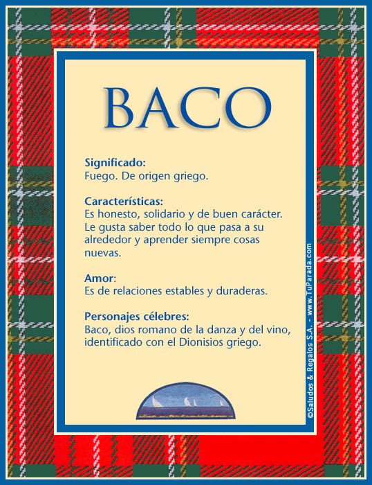 Tarjeta - Baco