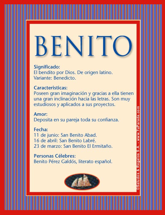 Benito - B, Tarjetas