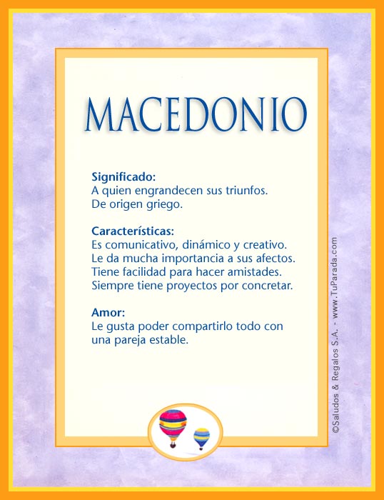 Tarjeta - Macedonio