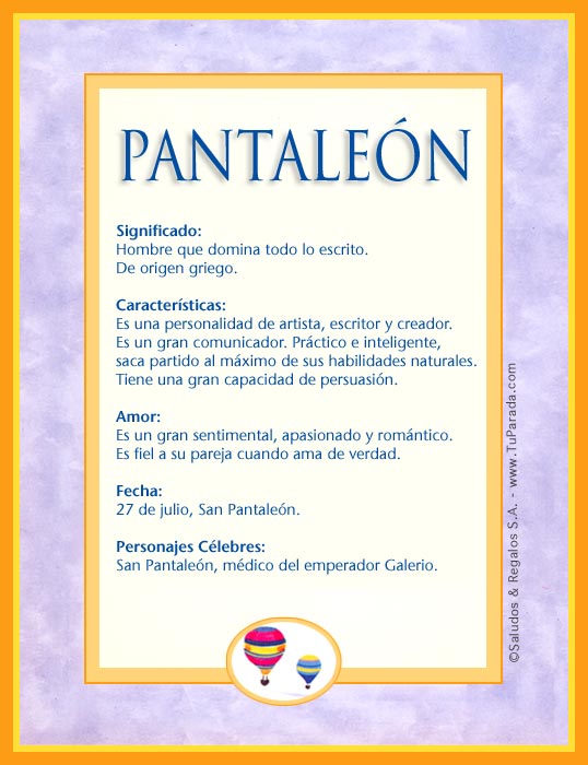 Tarjeta - Pantaleón