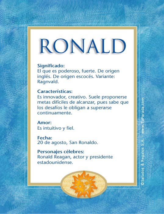 Tarjeta - Ronald