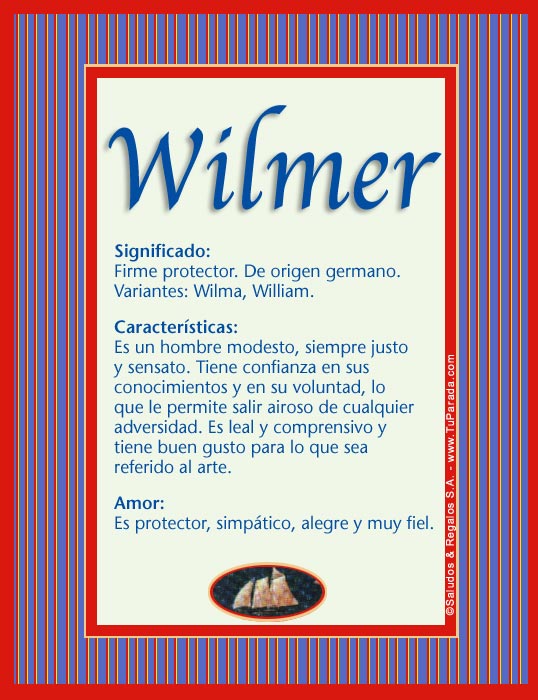 Enviar tarjeta, postal, Wilmer