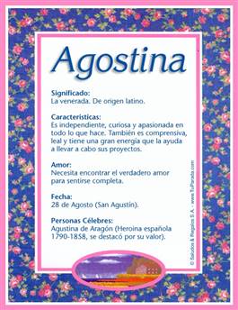 Significado del nombre Agostina