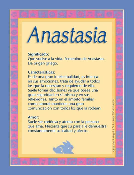 Enviar tarjeta, postal, Anastasia