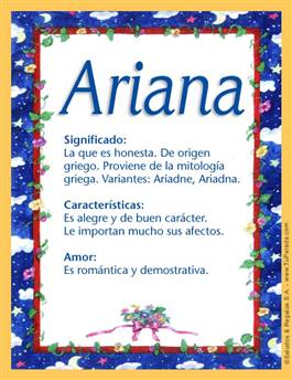 Significado del nombre Ariana
