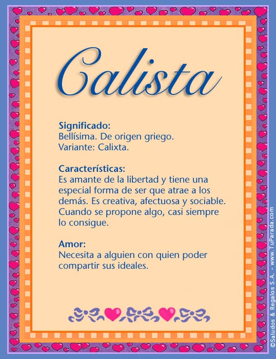 Tarjeta - Calista