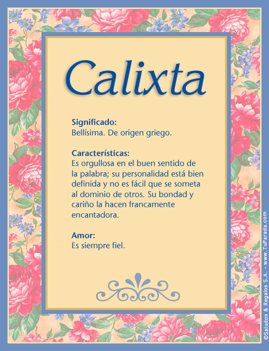 Tarjeta - Calixta