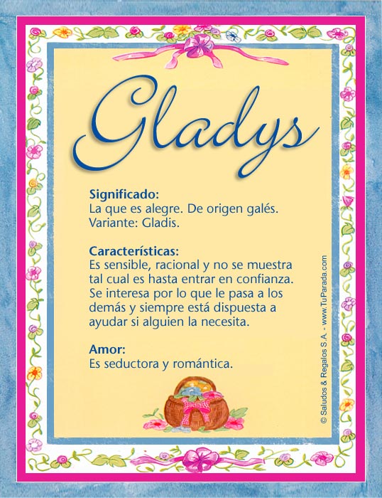 Enviar tarjeta, postal, Gladys