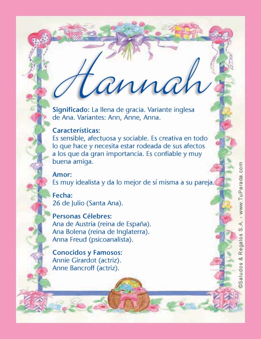 Hannah - H, tarjetas