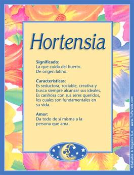 Significado del nombre Hortensia