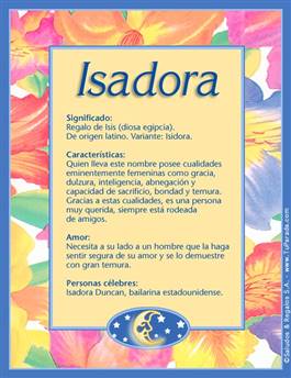 Significado del nombre Isadora