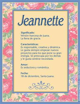 Significado del nombre Jeannette