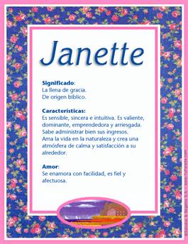 Significado del nombre Janette