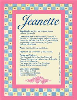 Significado del nombre Jeanette