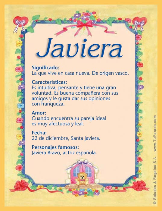 Nombre Javiera, Imagen Significado de Javiera