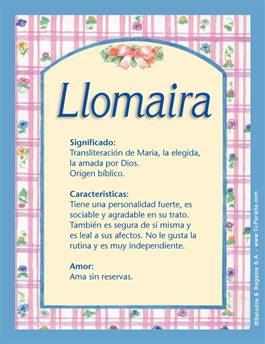 Significado del nombre Llomaira