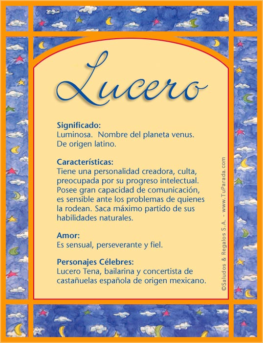 Nombre Lucero, Imagen Significado de Lucero
