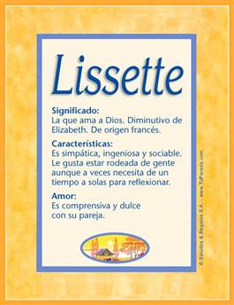 Significado del nombre Lissette