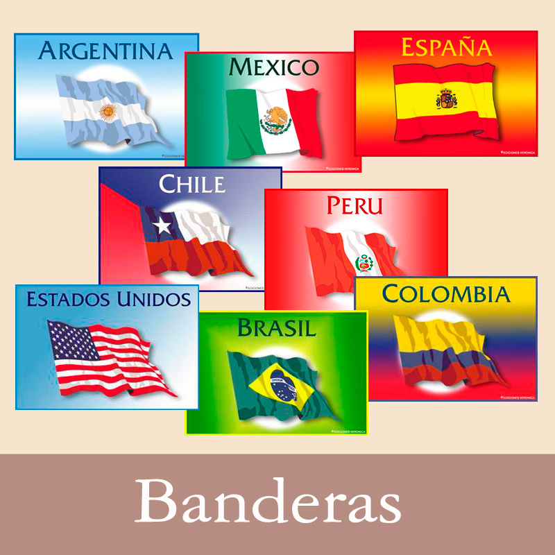 Tarjetas, postales: Banderas