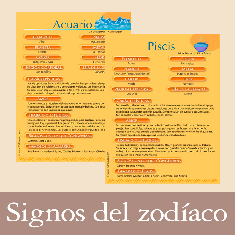 Tarjetas de  Signos del zodíaco