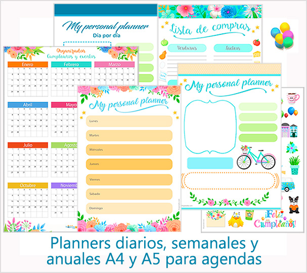 Agenda, Planners por día, semana y mes