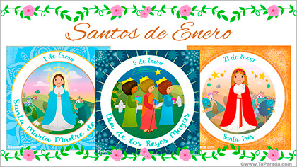 Tarjetas, postales: Santos de Enero
