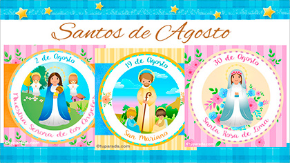 Tarjetas, postales: Santos de Agosto