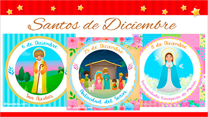 Tarjetas, postales: Santos de Diciembre
