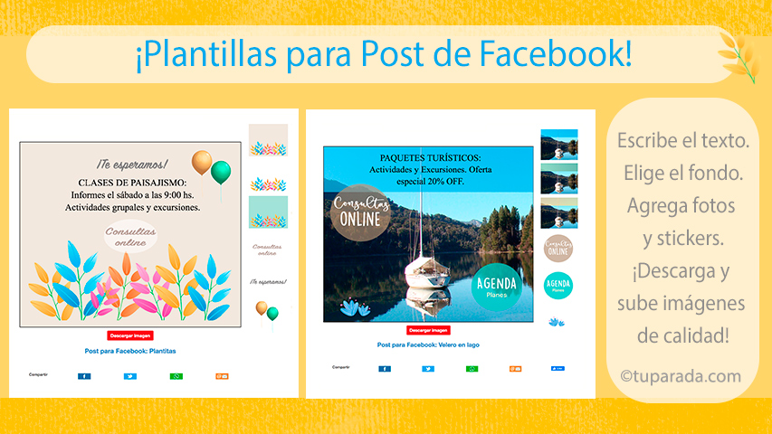 Tarjetas de  Posts para Facebook