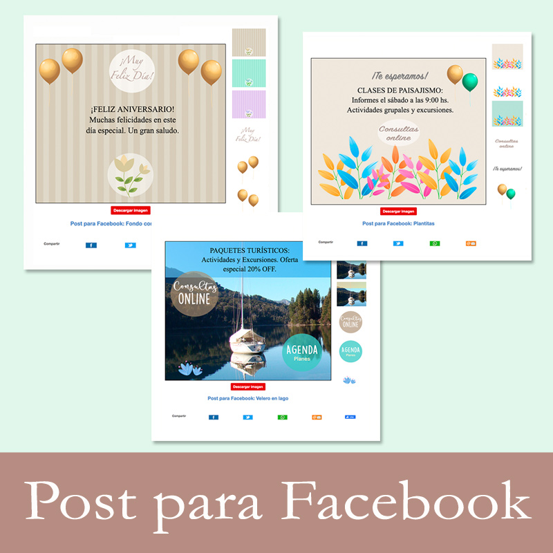 Tarjetas, postales: Posts para Facebook